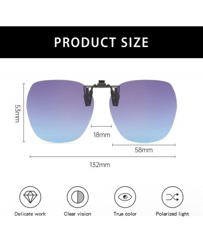 Polarized Rimless Clip on Sunglasses - Round Glasses Anti-Glare UV Protection Flip Up for Men Women Driving Outdoor Blue Purp...