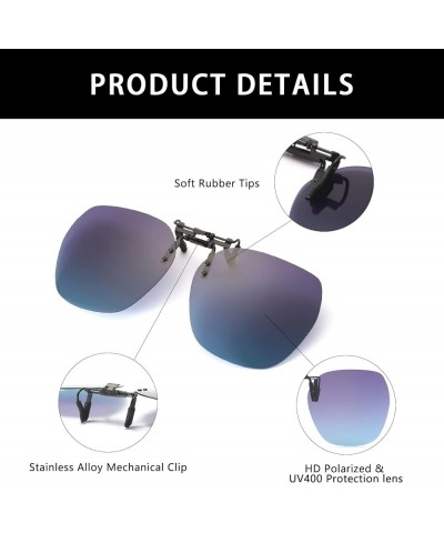 Polarized Rimless Clip on Sunglasses - Round Glasses Anti-Glare UV Protection Flip Up for Men Women Driving Outdoor Blue Purp...