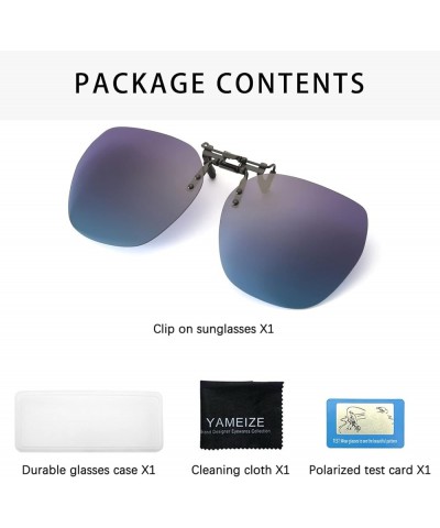 Polarized Rimless Clip on Sunglasses - Round Glasses Anti-Glare UV Protection Flip Up for Men Women Driving Outdoor Blue Purp...