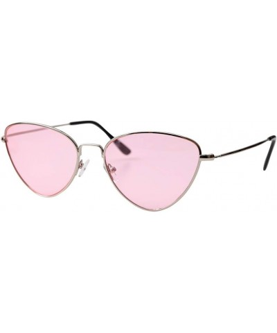 Womens Alloy Frame Cat Eye Reading Glasses with Gift Chain Pink Lens / Silver Frame $6.50 Cat Eye