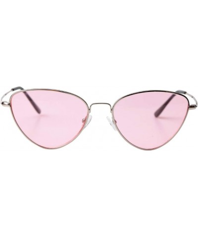 Womens Alloy Frame Cat Eye Reading Glasses with Gift Chain Pink Lens / Silver Frame $6.50 Cat Eye