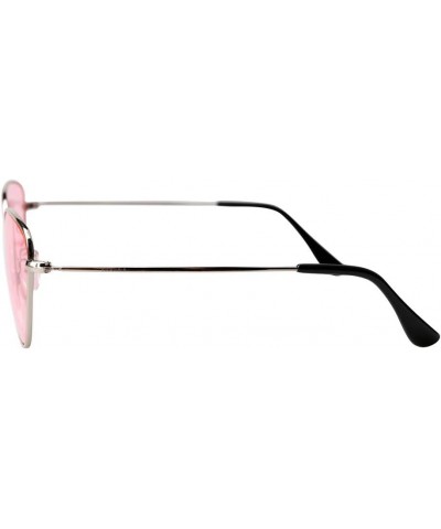 Womens Alloy Frame Cat Eye Reading Glasses with Gift Chain Pink Lens / Silver Frame $6.50 Cat Eye