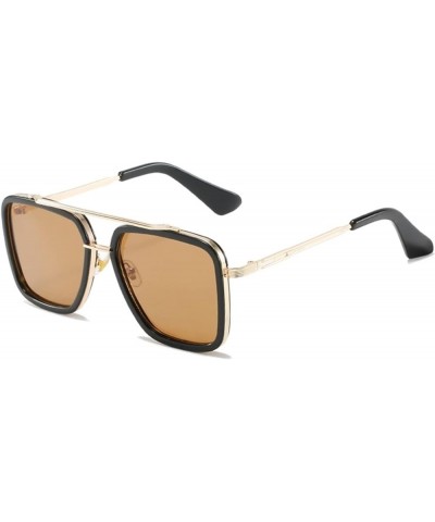 Square Large Frame Metal Fashion Sunglasses for Men and Women (Color : E, Size : 1) 1 D $19.30 Designer