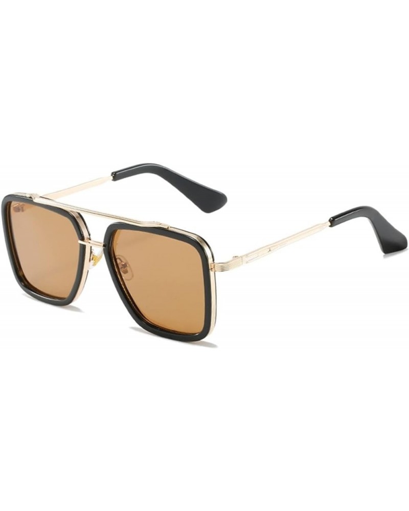 Square Large Frame Metal Fashion Sunglasses for Men and Women (Color : E, Size : 1) 1 D $19.30 Designer