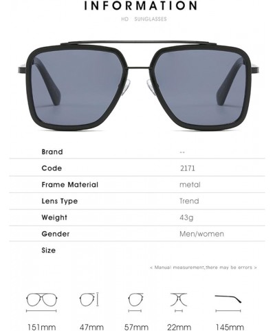 Square Large Frame Metal Fashion Sunglasses for Men and Women (Color : E, Size : 1) 1 D $19.30 Designer