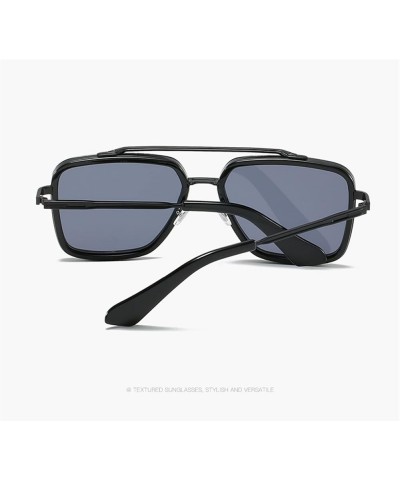 Square Large Frame Metal Fashion Sunglasses for Men and Women (Color : E, Size : 1) 1 D $19.30 Designer