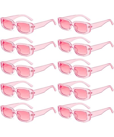 10 Pack Rectangle Sunglasses for Women Retro Narrow Square Glasses 90s Aesthetic Vintage Eyewear Uniex Adult 10 Clear Pink Co...