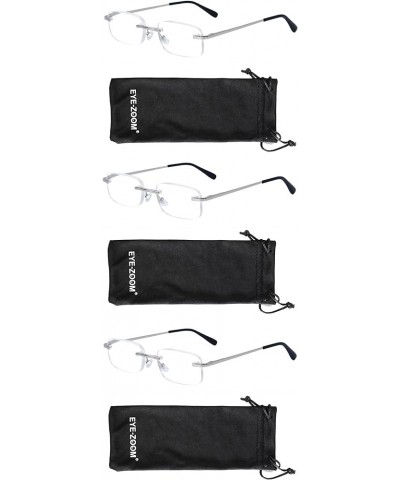 3 Pack Classic Rectangluar Metal Frame Rimless Reading Glasses for Men and Women 3pk Silver $9.89 Rimless