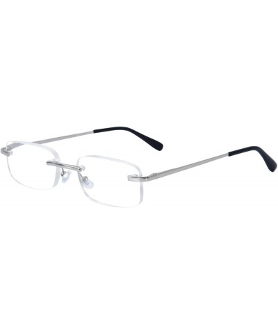 3 Pack Classic Rectangluar Metal Frame Rimless Reading Glasses for Men and Women 3pk Silver $9.89 Rimless