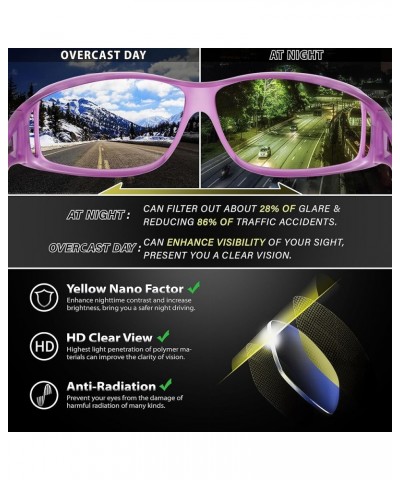 Night Vision Driving Glasses Fit Over Glasses for Men Women, Anti Glare Polarized Nighttime Glasses HD Yellow Lens A04 Matte ...