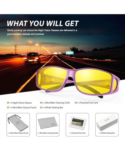 Night Vision Driving Glasses Fit Over Glasses for Men Women, Anti Glare Polarized Nighttime Glasses HD Yellow Lens A04 Matte ...