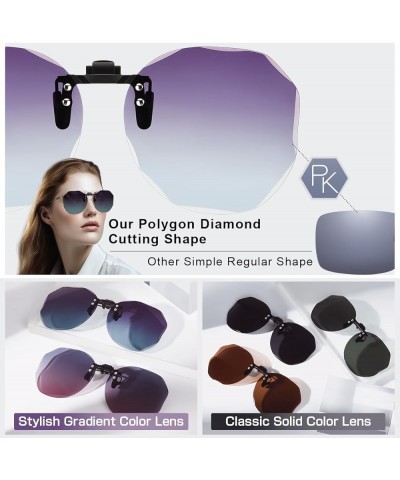 Polygon Clip On Sunglasses for Women Men Over Prescription Glasses Polarized Flip Up Fit Over Sunglasses Black $10.50 Oversized