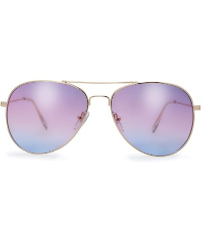 Classic Metal Frame Oceanic Color Lens Aviator Sunglasses Gift Box 6-gold Purple /Blue $8.84 Designer