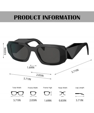 Trendy Rectangle Sunglasses for Women Men Retro Sun Glasses Vintage Fashion Square Frame Black Frame Grey Lens+white Frame Gr...