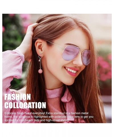 Classic Metal Frame Oceanic Color Lens Aviator Sunglasses Gift Box 6-gold Purple /Blue $8.84 Designer