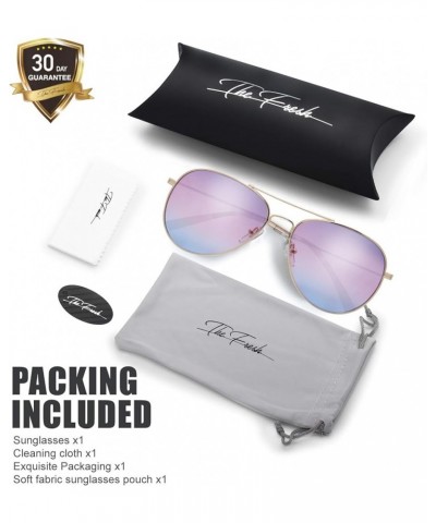 Classic Metal Frame Oceanic Color Lens Aviator Sunglasses Gift Box 6-gold Purple /Blue $8.84 Designer