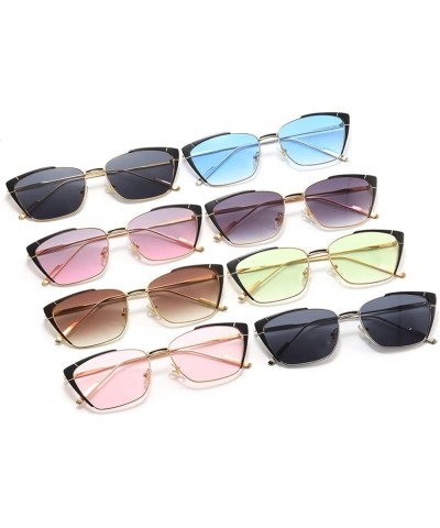 Small Frame Cat Eye Metal Street Sunglasses Men and Women Vacation Sunshade (Color : B, Size : Medium) Medium G $15.41 Designer