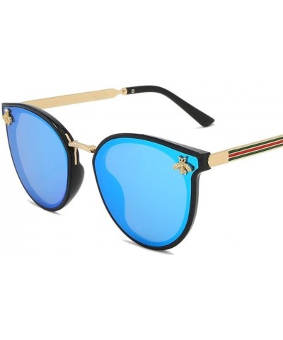 Sunglasses Luxury Bee Fashion for Women Sunglasses Men Square Brand Design Sun Glasses Retro Male Iron (Lenses Color : Blue) ...