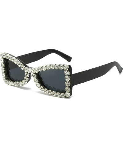 Cute Butterfly Diamond Sunglasses for Women Vintage Square Sparkling Crystal Trendy Retro Rhinestone Sunglasses Black $9.33 B...