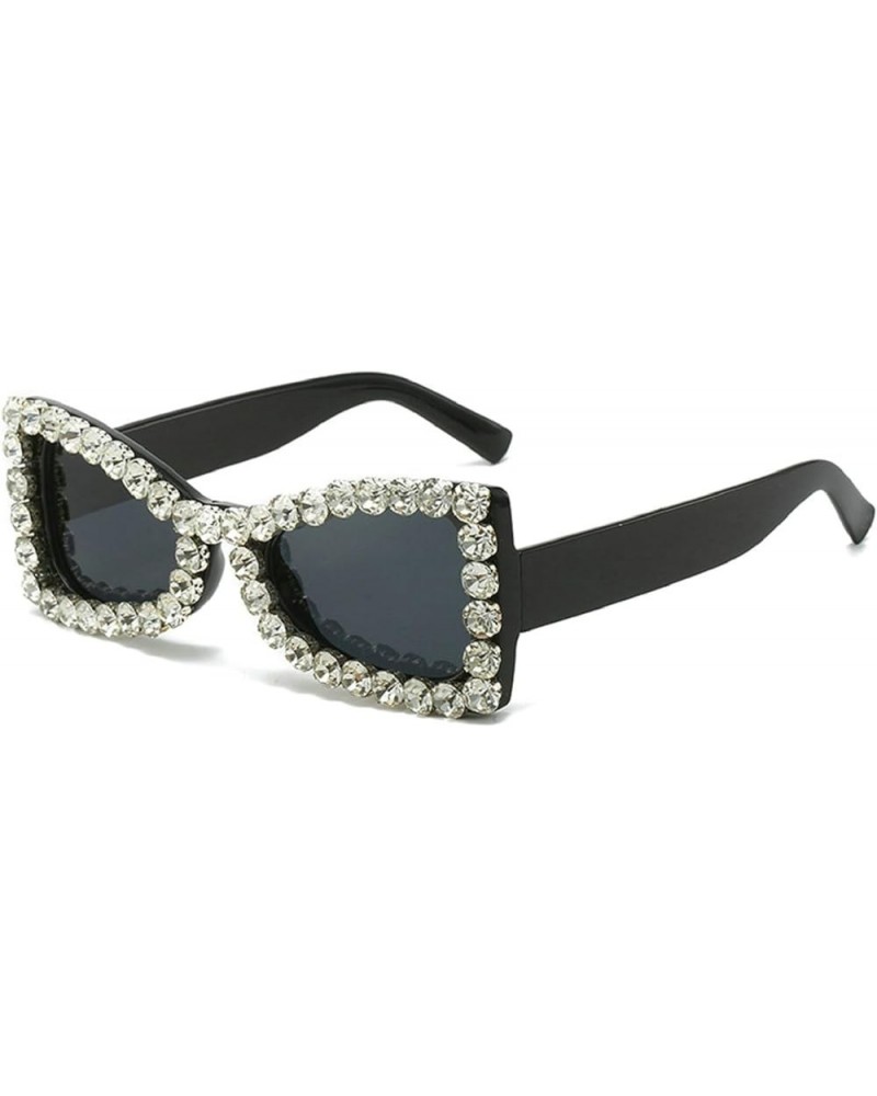 Cute Butterfly Diamond Sunglasses for Women Vintage Square Sparkling Crystal Trendy Retro Rhinestone Sunglasses Black $9.33 B...