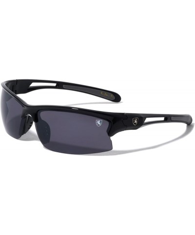 Trophy - Geometric Semi Rimless Lens Sports Sunglasses Black Grey $17.34 Wayfarer