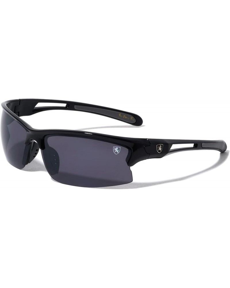 Trophy - Geometric Semi Rimless Lens Sports Sunglasses Black Grey $17.34 Wayfarer