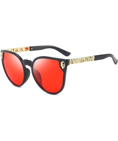 Rimless Skull Design Cat Eye Sunglasses UV400 Protection C5:black Frame + Red Mirror Lens $13.10 Designer