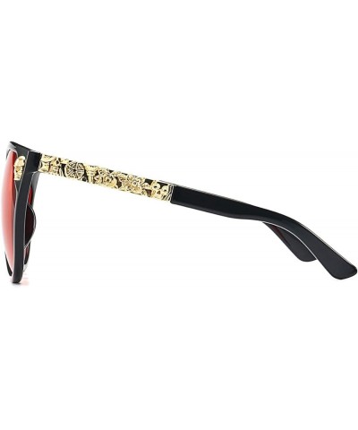 Rimless Skull Design Cat Eye Sunglasses UV400 Protection C5:black Frame + Red Mirror Lens $13.10 Designer