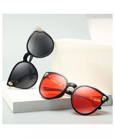 Rimless Skull Design Cat Eye Sunglasses UV400 Protection C5:black Frame + Red Mirror Lens $13.10 Designer