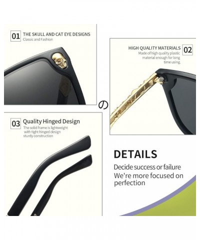 Rimless Skull Design Cat Eye Sunglasses UV400 Protection C5:black Frame + Red Mirror Lens $13.10 Designer