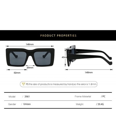 Square Frame Punk Men and Women Retro Sunglasses (Color : C, Size : Medium) Medium F $18.91 Designer