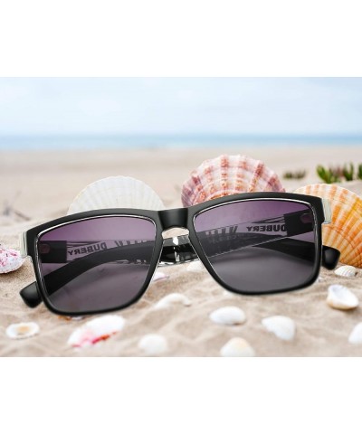 Vintage Polarized Sunglasses for Men Women Retro Square Sun Glasses D518 Black&transparent Frame/Gray Lens $12.00 Square