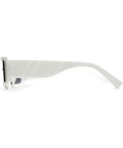 Womens Mod Flat Top Narrow Shield Exposed Side Lens Sunglasses White Black $10.10 Rectangular