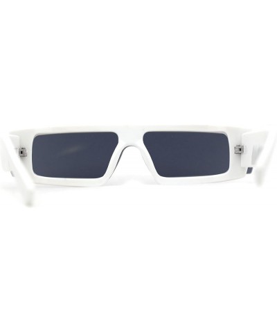 Womens Mod Flat Top Narrow Shield Exposed Side Lens Sunglasses White Black $10.10 Rectangular