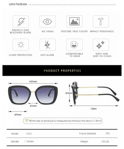 Square Large Frame Outdoor Vacation Fashion Decoration Men and Women Sunglasses (Color : 1, Size : 1) 1 5 $18.25 Square