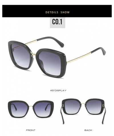 Square Large Frame Outdoor Vacation Fashion Decoration Men and Women Sunglasses (Color : 1, Size : 1) 1 5 $18.25 Square