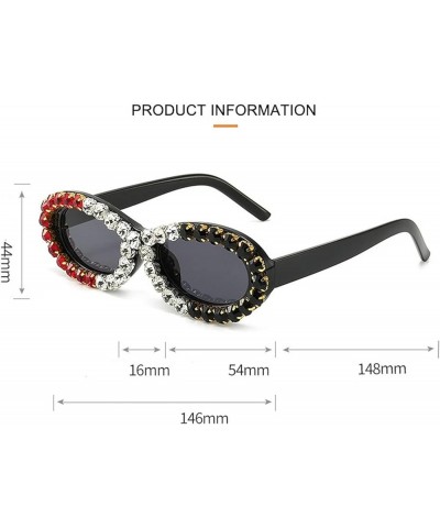 Diamond Sunglasses for Women Luxury Glasses Fashion Crystal Party Eyewear Retro Shiny Men Oval Rhinestone Sunglass Pink $10.2...