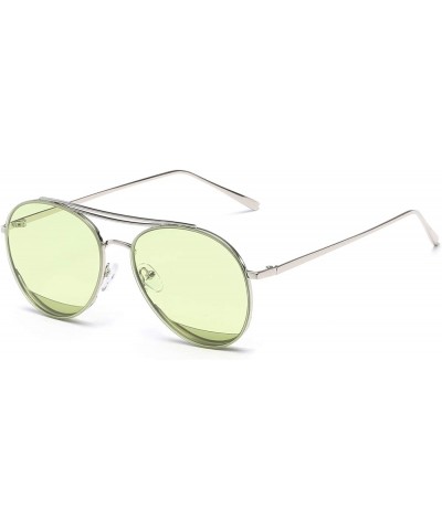 Colorful Tinted Lens Metal Frame Aviator Sunglasses Light Color Lens Glasses C7 Sliver Frame/Tinted Green Lens $7.79 Aviator