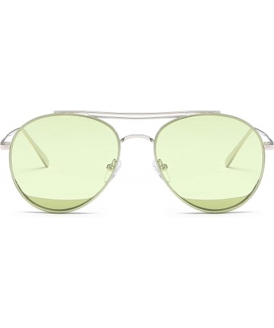 Colorful Tinted Lens Metal Frame Aviator Sunglasses Light Color Lens Glasses C7 Sliver Frame/Tinted Green Lens $7.79 Aviator