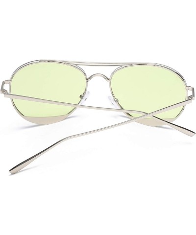 Colorful Tinted Lens Metal Frame Aviator Sunglasses Light Color Lens Glasses C7 Sliver Frame/Tinted Green Lens $7.79 Aviator