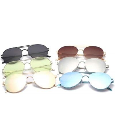 Colorful Tinted Lens Metal Frame Aviator Sunglasses Light Color Lens Glasses C7 Sliver Frame/Tinted Green Lens $7.79 Aviator