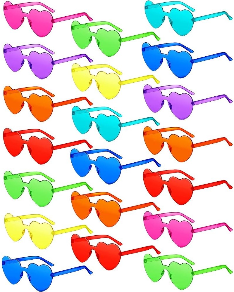 20 Pairs Heart Shaped Rimless Sunglasses Cute Candy Color Frameless Glasses Trendy Eyewear Neon Colors $12.15 Heart