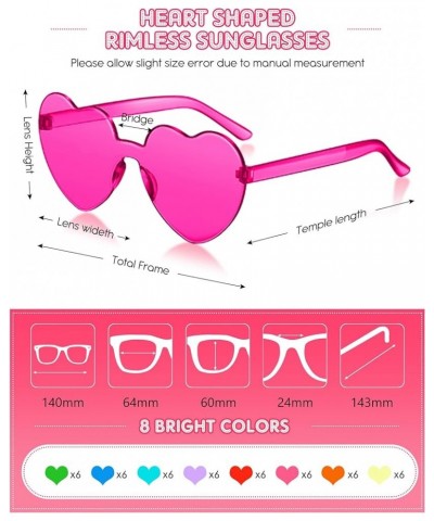 20 Pairs Heart Shaped Rimless Sunglasses Cute Candy Color Frameless Glasses Trendy Eyewear Neon Colors $12.15 Heart