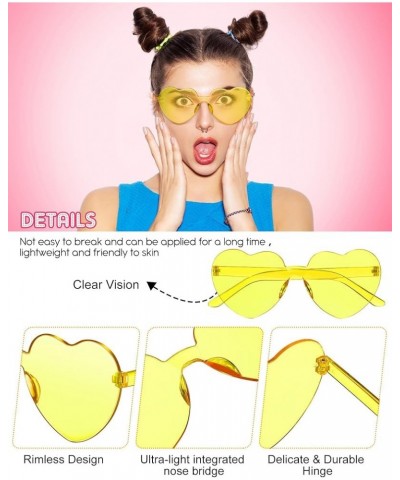 20 Pairs Heart Shaped Rimless Sunglasses Cute Candy Color Frameless Glasses Trendy Eyewear Neon Colors $12.15 Heart