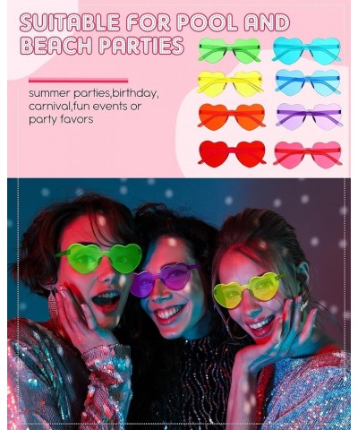 20 Pairs Heart Shaped Rimless Sunglasses Cute Candy Color Frameless Glasses Trendy Eyewear Neon Colors $12.15 Heart