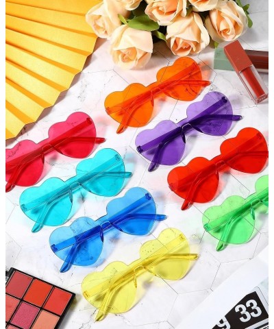 20 Pairs Heart Shaped Rimless Sunglasses Cute Candy Color Frameless Glasses Trendy Eyewear Neon Colors $12.15 Heart