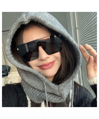 Y2K Square Oversized Sunglasses for Women Men Big Flat Top Fashion Shield Large UV Protection Rimless Shades Black $11.00 Ove...