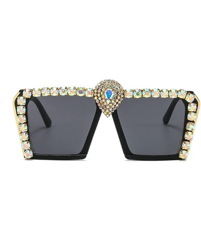 Retro Handmade Sunglasses Women 2022 Oversized Brand Sunglasses For Women Mirror Shades Ladies Bling Eyewear Black $19.93 Ove...