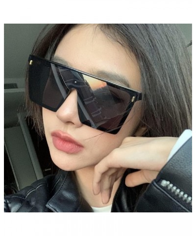 Y2K Square Oversized Sunglasses for Women Men Big Flat Top Fashion Shield Large UV Protection Rimless Shades Black $11.00 Ove...