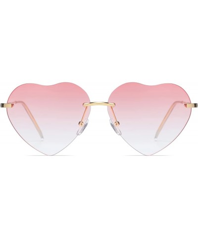 Heart Sunglasses for Women 70s Glasses Thin Metal Frame Lovely Heart Style 3 pairs of glasses Pink and Brown and Gradient Red...